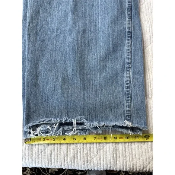 Hollister Embroidered Lowrise Baggy Jeans Raw Hem 12 L Festival Y2K Casual Boho - Picture 10 of 11